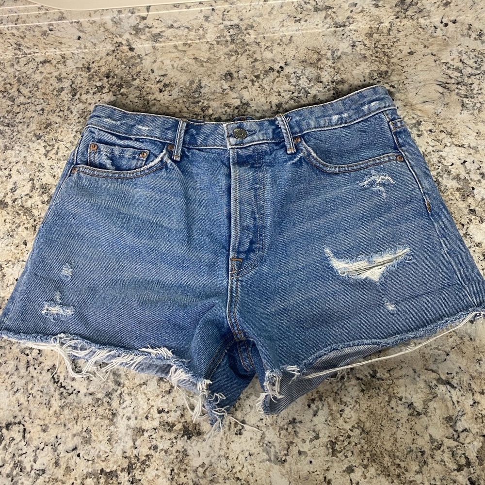 GRLFRND  Helena High Rise Cut-Off Denim Shorts